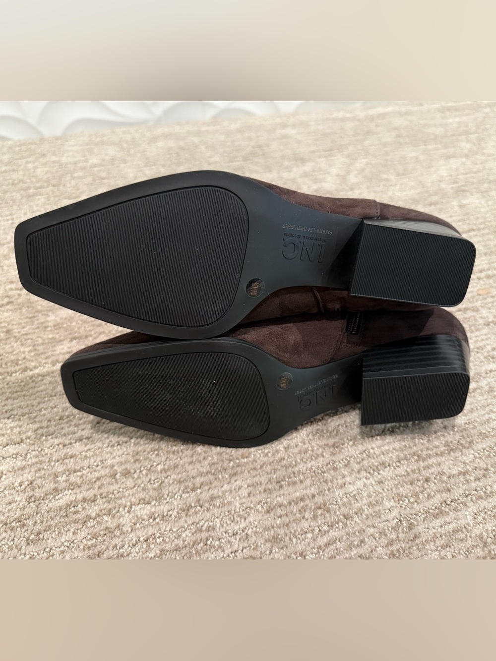 INC International Concepts Dark Brown Suede Ankle Booties with Side Zip - NWOT - Picture 5 of 9